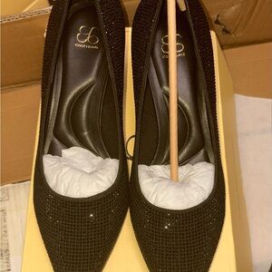 Black Sparkle Pointed Toe Flats